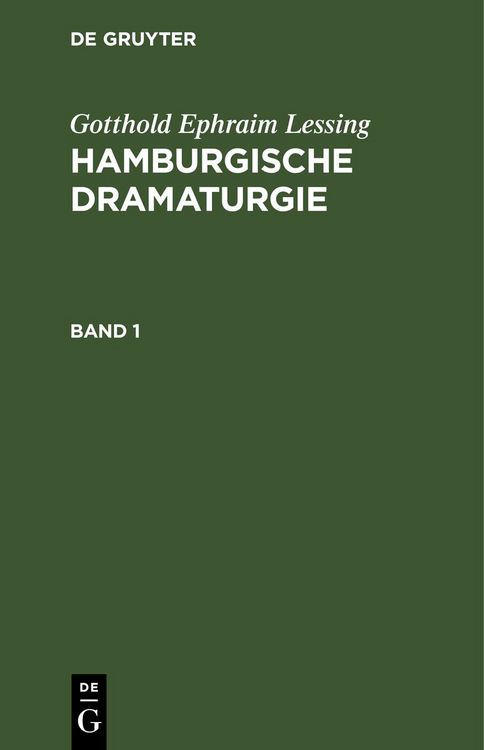 Produktbild: Hamburgische Dramaturgie. Band 1