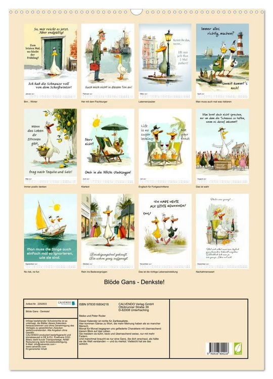 Produktbild: Bl&ouml;de Gans - Denkste! (Wandkalender 2027 DIN A2 hoch), CALVENDO Monatskalender