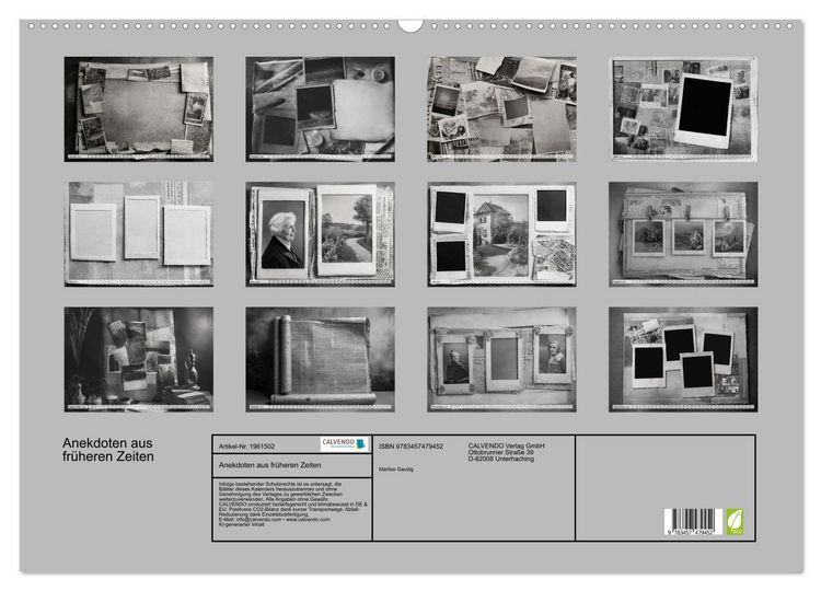 Produktbild: Anekdoten aus fr&uuml;heren Zeiten (Wandkalender 2026 DIN A2 quer), CALVENDO Monatskalender
