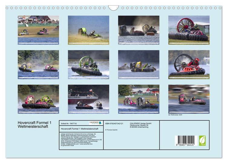 Produktbild: Hovercraft Formel 1 Weltmeisterschaft (Wandkalender 2026 DIN A3 quer), CALVENDO Monatskalender