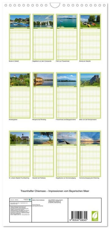 Produktbild: Familienplaner 2026 - Traumhafter Chiemsee &ndash; Impressionen vom Bayerischen Meer mit 5 Spalten (Wandkalender, 21 x 45 cm) CALVENDO