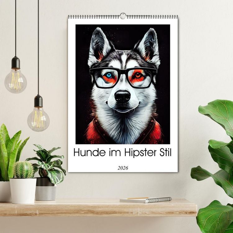 Produktbild: Hunde im Hipster Stil (Wandkalender 2026 DIN A2 hoch), CALVENDO Monatskalender