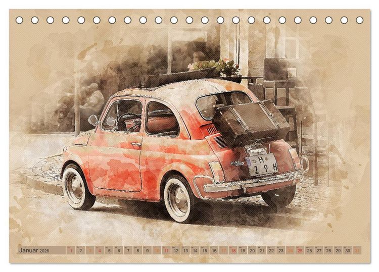 Produktbild: Kult-Autos, Nuova 500 (Tischkalender 2026 DIN A5 quer), CALVENDO Monatskalender
