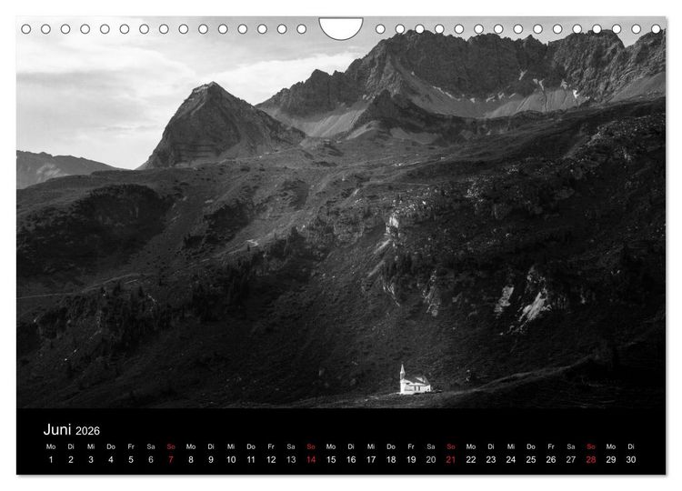 Produktbild: BERGE IN SCHWARZ WEISS (Wandkalender 2026 DIN A4 quer), CALVENDO Monatskalender