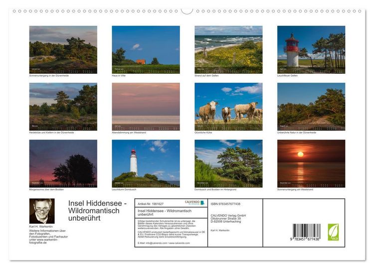 Produktbild: Insel Hiddensee - Wildromantisch unber&uuml;hrt (hochwertiger Premium Wandkalender 2026 DIN A2 quer), Kunstdruck in Hochglanz