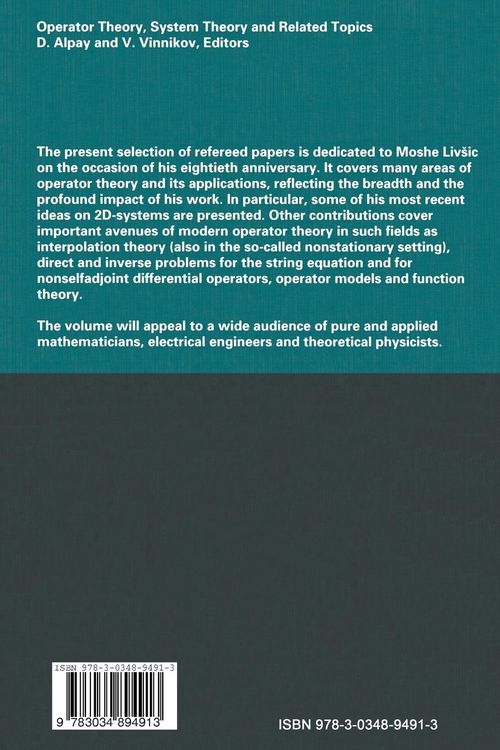 Produktbild: Operator Theory, System Theory and Related Topics