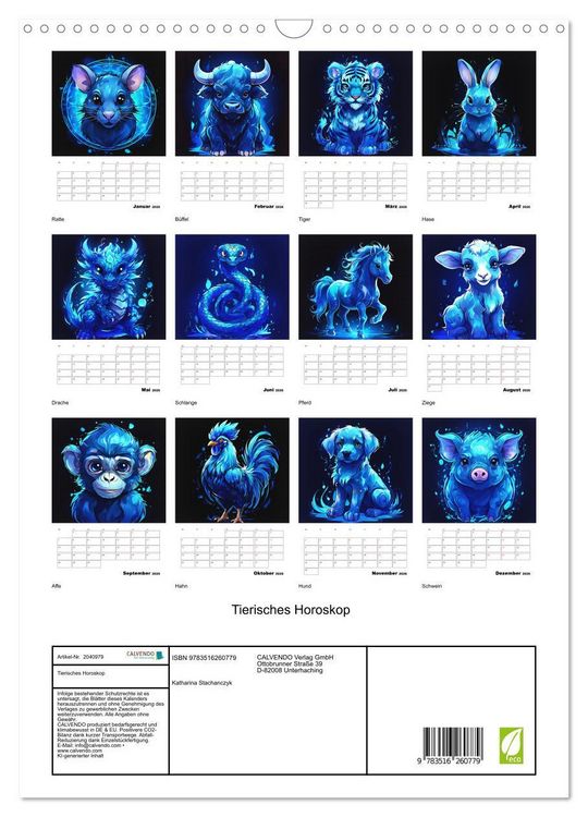 Produktbild: Tierisches Horoskop (Wandkalender 2026 DIN A3 hoch), CALVENDO Monatskalender