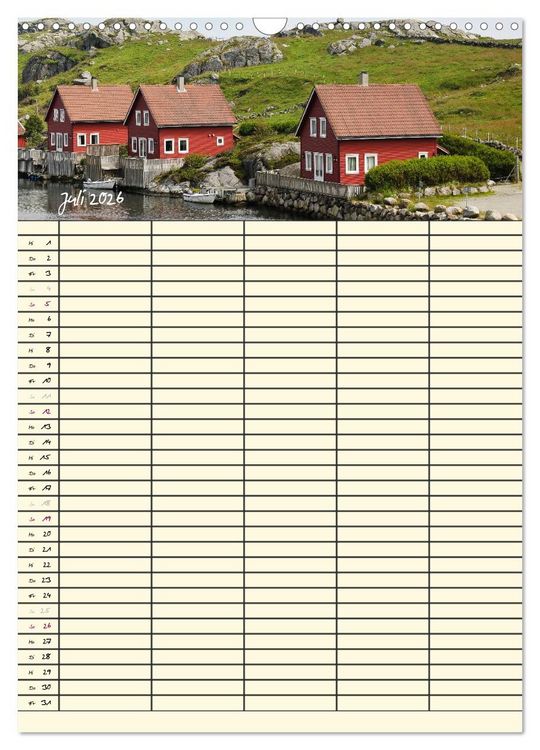 Produktbild: Familienplaner Norwegen (Wandkalender 2026 DIN A3 hoch), CALVENDO Monatskalender