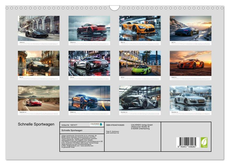 Produktbild: Schnelle Sportwagen (Wandkalender 2026 DIN A3 quer), CALVENDO Monatskalender