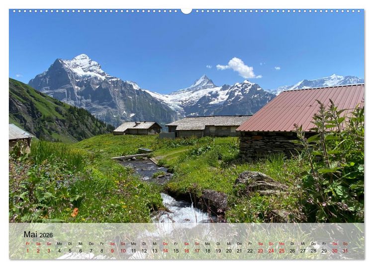 Produktbild: Alpenauszeit - Schweizer Bergsommermomente f&uuml;r die Seele (hochwertiger Premium Wandkalender 2026 DIN A2 quer), Kunstdruck in Hochglanz