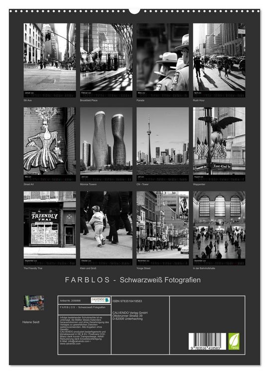 Produktbild: F A R B L O S - Schwarzwei&szlig; Fotografien (hochwertiger Premium Wandkalender 2026 DIN A2 hoch), Kunstdruck in Hochglanz
