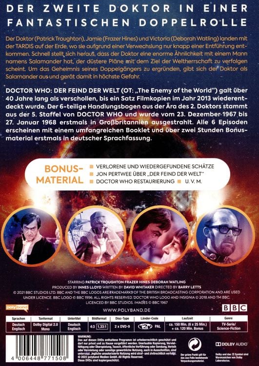 Produktbild: Doctor Who: Der Zweite Doktor - Der Feind der Welt [2 DVDs]