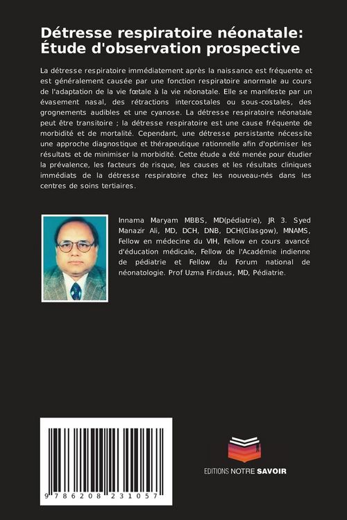 Produktbild: D&eacute;tresse respiratoire n&eacute;onatale: &Eacute;tude d'observation prospective