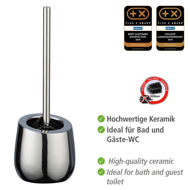 Produktbild: WC-Garnitur Mod. Badi Chrom Keramik, mit Silikon-B&uuml;rstenkopf