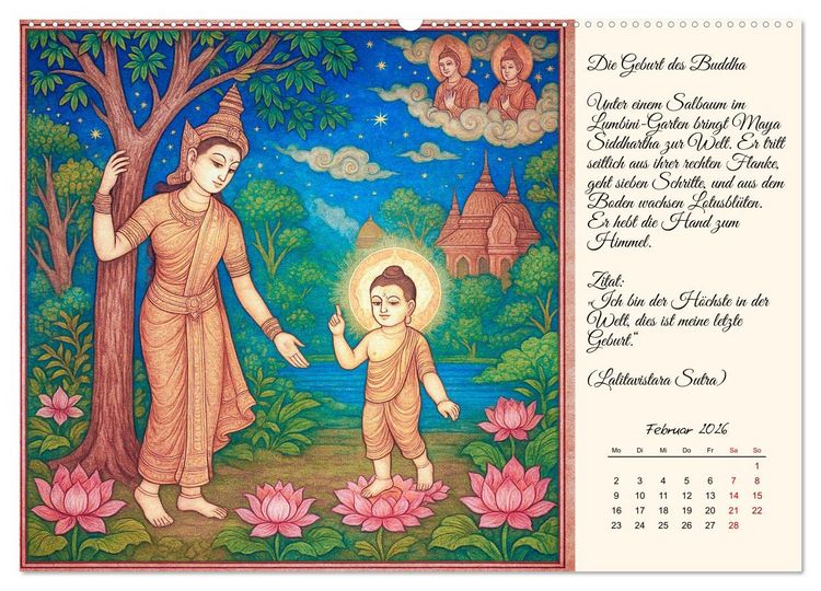 Produktbild: Siddhartas Pfad zum Buddha (Wandkalender 2026 DIN A2 quer), CALVENDO Monatskalender