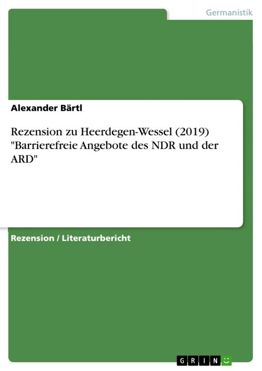Produktbild: Rezension zu Heerdegen-Wessel (2019) 'Barrierefreie Angebote des NDR und der ARD'
