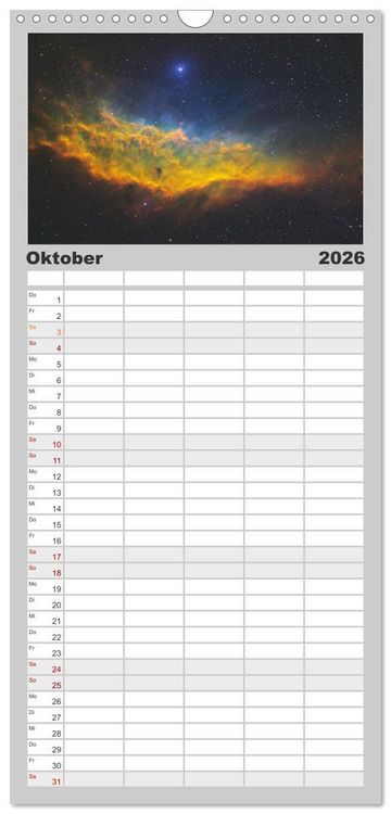Produktbild: Familienplaner 2026 - Deep Sky Kalender mit 5 Spalten (Wandkalender, 21 x 45 cm) CALVENDO