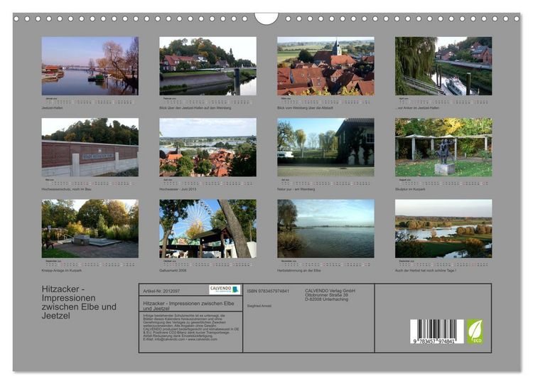 Produktbild: Hitzacker - Impressionen zwischen Elbe und Jeetzel (Wandkalender 2026 DIN A3 quer), CALVENDO Monatskalender