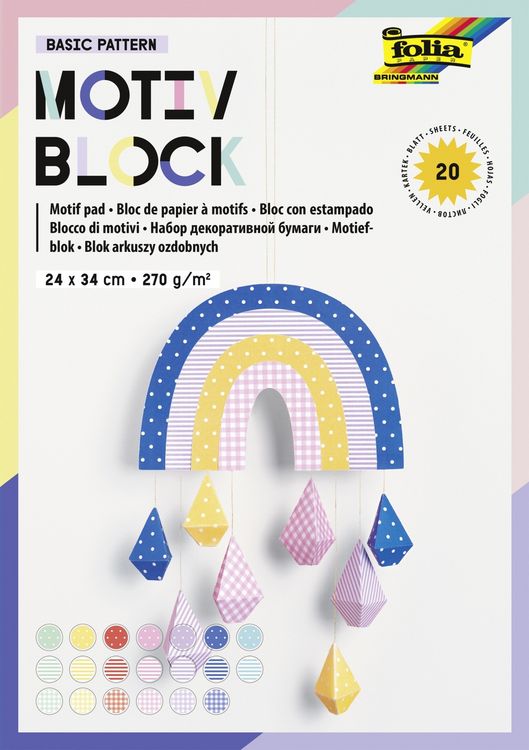 Produktbild: Folia Motivblock BASIC INTENSIV, 24x34cm, 20 Blatt, sortiert