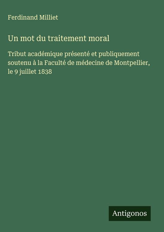 Produktbild: Un mot du traitement moral