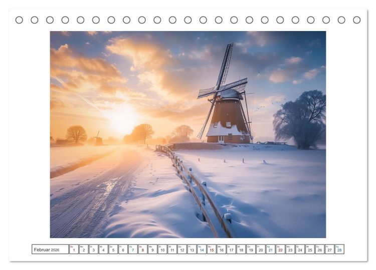 Produktbild: Im Reich der Windm&uuml;hlen (Tischkalender 2026 DIN A5 quer), CALVENDO Monatskalender