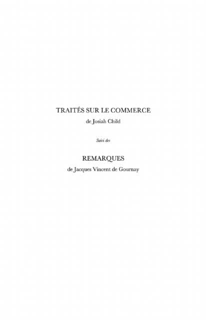 Produktbild: Traites sur le commerce, de josiah child