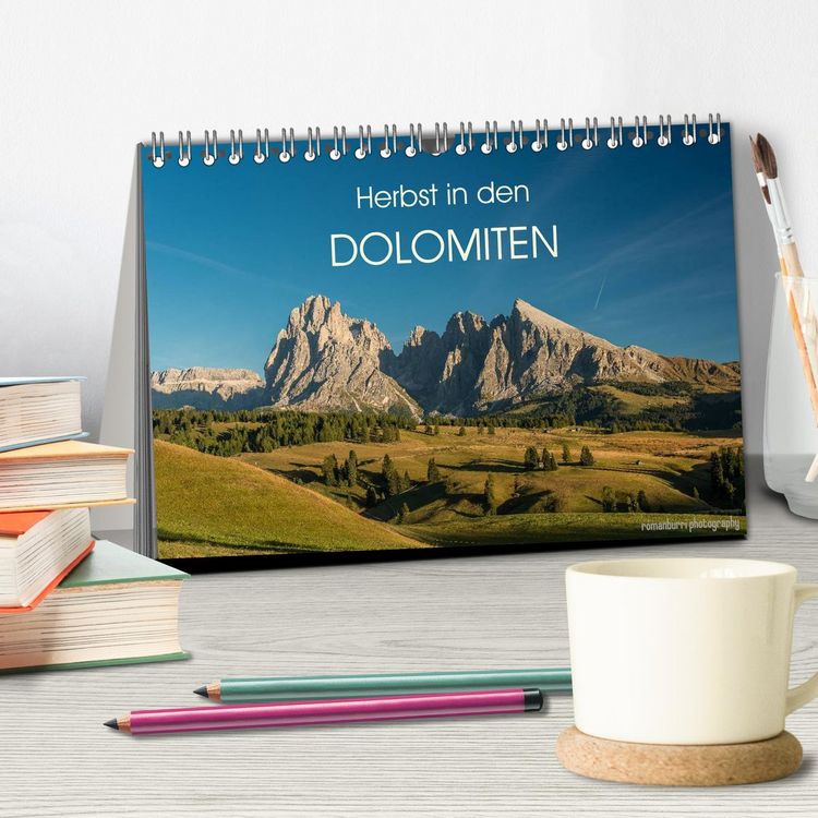 Produktbild: Herbst in den Dolomiten (Tischkalender 2026 DIN A5 quer), CALVENDO Monatskalender