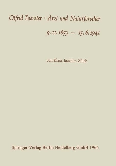 Produktbild: Otfrid Foerster &middot; Arzt und Naturforscher