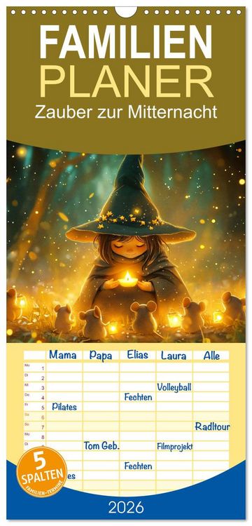Produktbild: Familienplaner 2026 - Zauber zur Mitternacht mit 5 Spalten (Wandkalender, 21 x 45 cm) CALVENDO