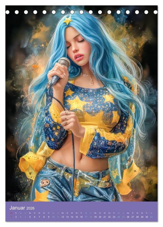 Produktbild: Popstars - Inspiriert vom Mangastil (Tischkalender 2026 DIN A5 hoch), CALVENDO Monatskalender