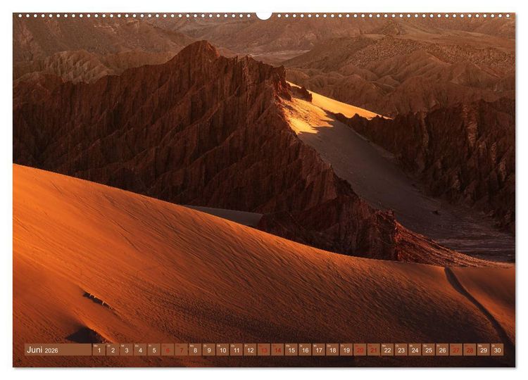Produktbild: Atacama: Karge W&uuml;ste, m&auml;chtige Vulkane und farbenpr&auml;chtige Lagunen (hochwertiger Premium Wandkalender 2026 DIN A2 quer), Kunstdruck in Hochglanz