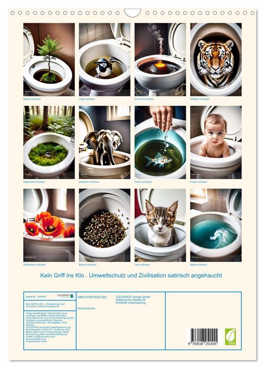 Produktbild: Kein Griff ins Klo . Umweltschutz und Zivilisation satirisch angehaucht (Wandkalender 2026 DIN A3 hoch), CALVENDO Monatskalender