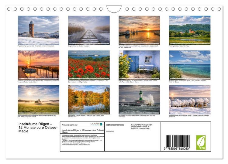 Produktbild: Inseltr&auml;ume R&uuml;gen &ndash; 12 Monate pure Ostsee-Magie (Wandkalender 2027 DIN A4 quer), CALVENDO Monatskalender