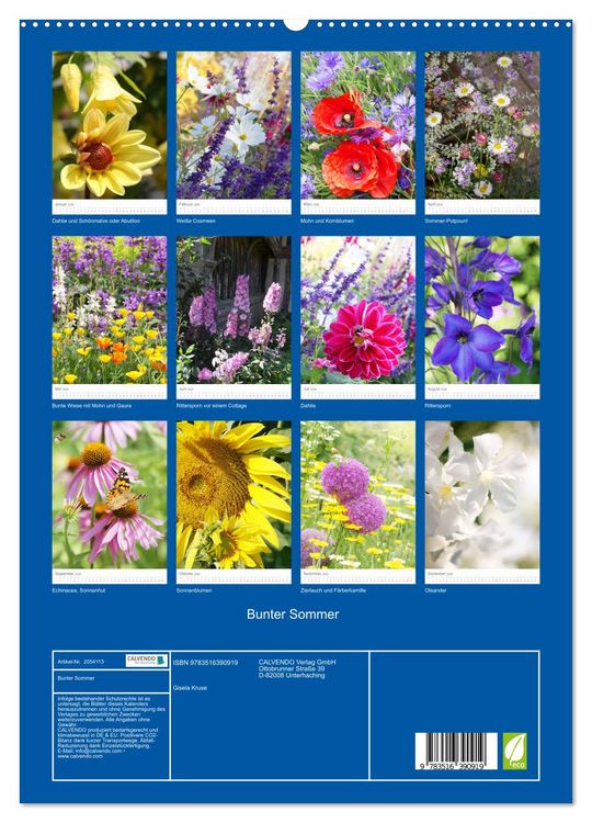 Produktbild: Bunter Sommer (hochwertiger Premium Wandkalender 2026 DIN A2 hoch), Kunstdruck in Hochglanz