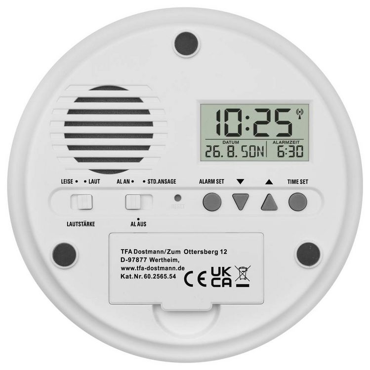 Produktbild: TFA Dostmann 60.2565.54 Funk Wecker Silber Alarmzeiten 1