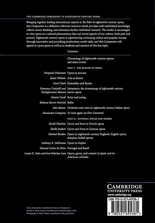 Produktbild: The Cambridge Companion to Eighteenth-Century Opera