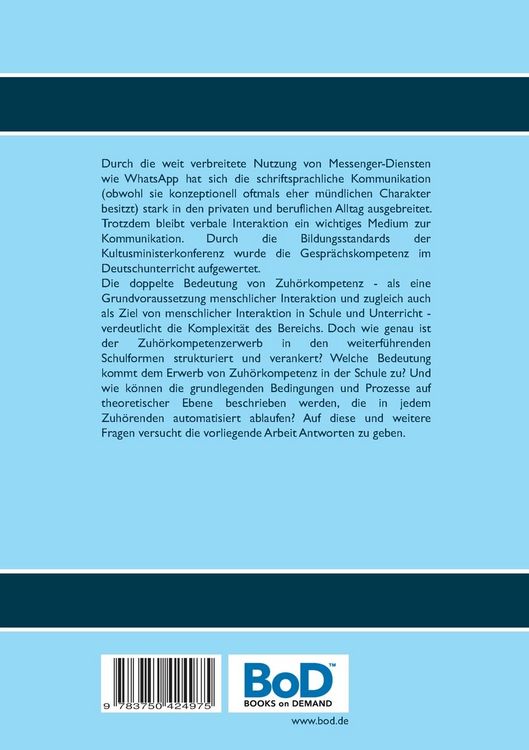 Produktbild: Zuh&ouml;rkompetenz im schulischen Unterricht