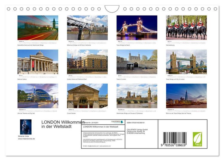 Produktbild: LONDON Willkommen in der Weltstadt (Wandkalender 2026 DIN A4 quer), CALVENDO Monatskalender