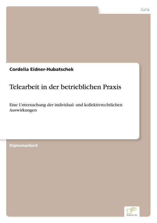 Produktbild: Telearbeit in der betrieblichen Praxis