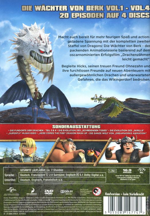 Produktbild: Dragons - Die W&auml;chter von Berk - Staffel 2/Vol. 1-4 [4 DVDs]
