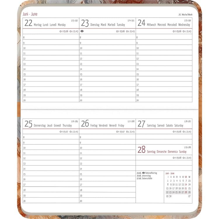 Produktbild: Ladytimer Pad Marble 2026 - Taschen-Kalender 15,6x9 cm - Fliesen - Weekly - 128 Seiten - Notiz-Buch - Alpha Edition