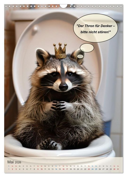 Produktbild: Tierisch lustiger Toilettenhumor (Wandkalender 2026 DIN A3 hoch), CALVENDO Monatskalender