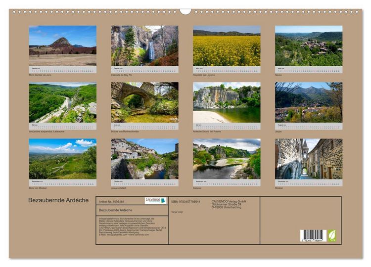 Produktbild: Bezaubernde Ard&egrave;che (Wandkalender 2026 DIN A2 quer), CALVENDO Monatskalender