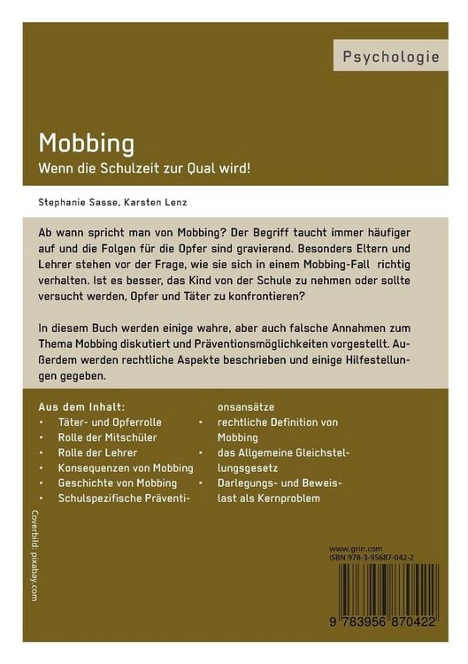 Produktbild: Mobbing. Wenn die Schulzeit zur Qual wird!