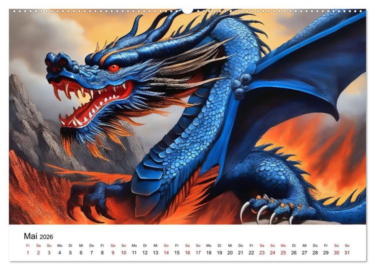 Produktbild: Drachen - Furchterregende und imposante Fabelwesen (hochwertiger Premium Wandkalender 2026 DIN A2 quer), Kunstdruck in Hochglanz