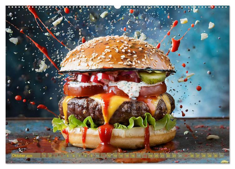Produktbild: Unsere Burger Deluxe (Wandkalender 2026 DIN A2 quer), CALVENDO Monatskalender