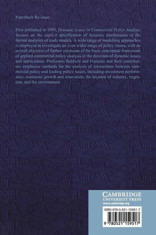 Produktbild: Dynamic Issues in Applied Commercial Policy Analysis