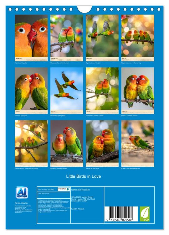 Produktbild: Little Birds in Love (Wall Calendar 2027 DIN A4 portrait), CALVENDO 12 Month Wall Calendar
