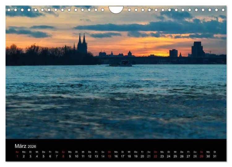 Produktbild: K&ouml;ln bei Nacht - dunkelbunte Stadt (Wandkalender 2026 DIN A4 quer), CALVENDO Monatskalender