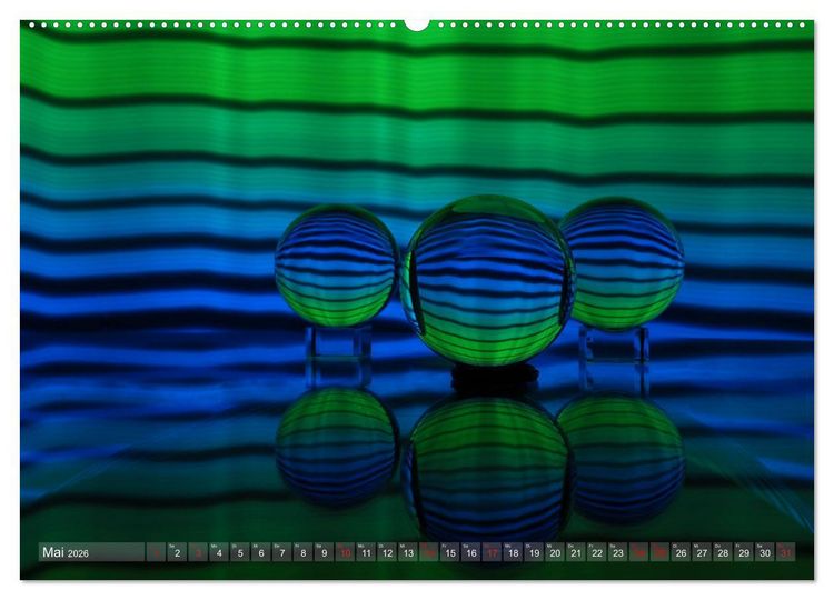 Produktbild: Glaskugeln im Licht - faszinierende Lightpaintings (hochwertiger Premium Wandkalender 2026 DIN A2 quer), Kunstdruck in Hochglanz